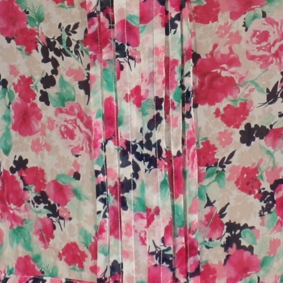 JOIE Romper Silk Floral Long Sleeve Pleated Summer Loungewear Printed Pink Small - Picture 7 of 13